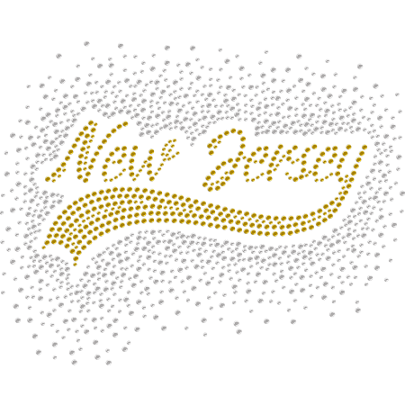 Brilliant New Jersey Golden Rhinestone Iron On Design